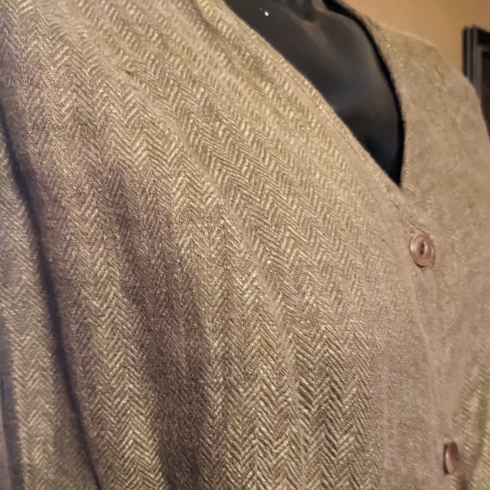 Flax Herringbone Pattern Pants Suit - image 4